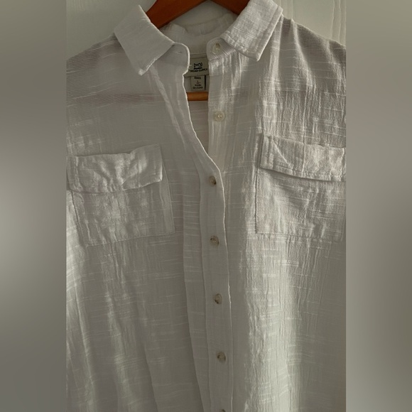 Thread & Supply White Short Sleeve Button Down Shirt 100% Cotton Size S - Picture 7 of 12